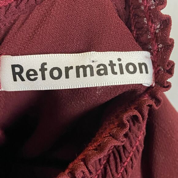 Reformation Stevie Midi Dress Claret Burgundy Mock Neck Side Slit Georgette‎ NWT - Picture 13 of 16